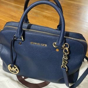 Michael Kors Leather shoulder bag jet set. Navy blue